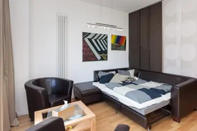 Ein Sitzbereich in der Unterkunft Modern Apartment in the Luxury Complex Marthashof