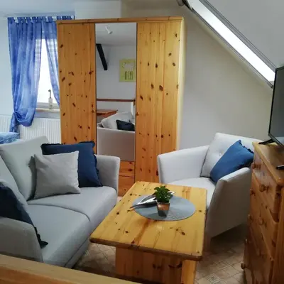 Ein Sitzbereich in der Unterkunft Ferienwohnung Blick zu den Sternen