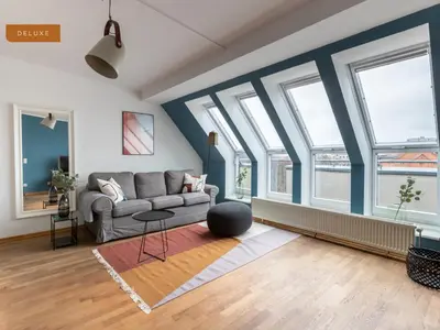 Ein Sitzbereich in der Unterkunft Apartment Berlin Am Friedrichshain