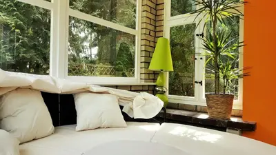Ein Bett oder Betten in einem Zimmer der Unterkunft Ferienhaus Sanssouci