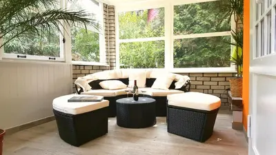 Ein Sitzbereich in der Unterkunft Ferienhaus Sanssouci