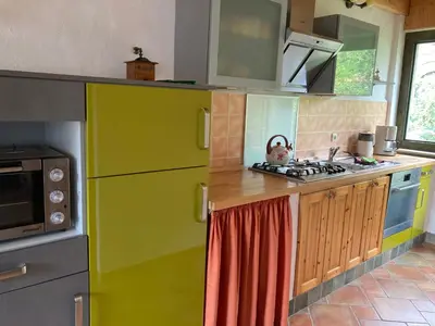 Küche/Küchenzeile in der Unterkunft Ferienwohnung am Hohennauener See