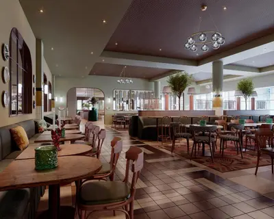 Ein Restaurant oder anderes Speiselokal in der Unterkunft Scandic Charlottenburg