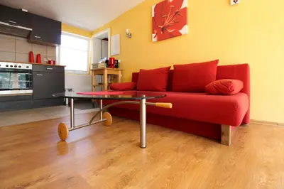 Küche/Küchenzeile in der Unterkunft Bungalows am Grimnitzsee