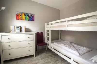Ein Bett oder Betten in einem Zimmer der Unterkunft Bungalows am Grimnitzsee