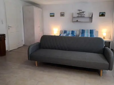 Ein Sitzbereich in der Unterkunft Ferienwohnung Wroblewsky
