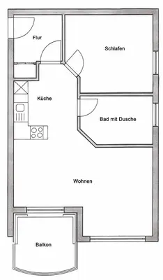 Grundriss der Unterkunft Ferienwohnung Ursula in der Villa zum Kronprinzen direkt gegenüber der Saarow Therme