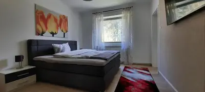 Ein Bett oder Betten in einem Zimmer der Unterkunft Ferienhaus im Grünen/Monteurzimmer