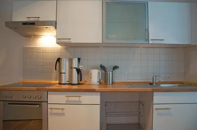 Küche/Küchenzeile in der Unterkunft Linnen Luxx Apartment