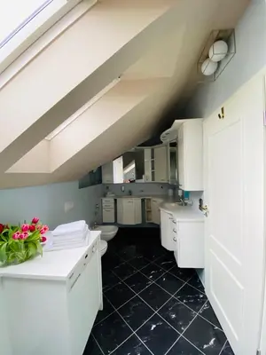 Küche/Küchenzeile in der Unterkunft Ferienwohnung Carlotta in der Villa Seeblick