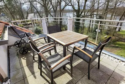 Ein Balkon oder eine Terrasse in der Unterkunft Ferienwohnung Katja in der Villa Seeblick