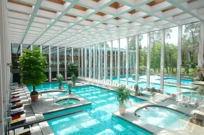 Der Swimmingpool an oder in der Nähe von Ferienwohnung Christiane in der Villa zum Kronprinzen direkt gegenüber der SaarowTherme