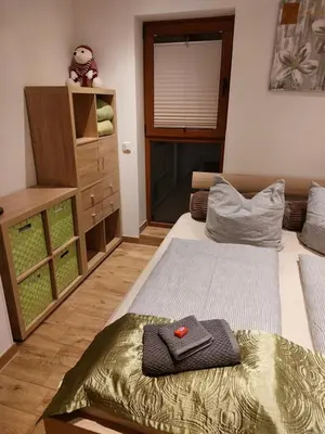 Ein Bett oder Betten in einem Zimmer der Unterkunft Ferienhaus in Bernau bei Berlin