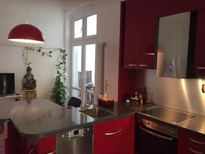 Küche/Küchenzeile in der Unterkunft Appartement am Tegeler See