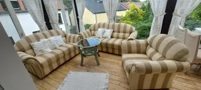 Ein Sitzbereich in der Unterkunft Ferienhaus - Wohnung- Havelblick