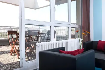 Ein Sitzbereich in der Unterkunft Hotel Grenzfall