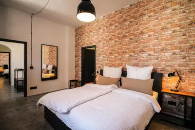 Ein Bett oder Betten in einem Zimmer der Unterkunft Ferienwohnung Backstube