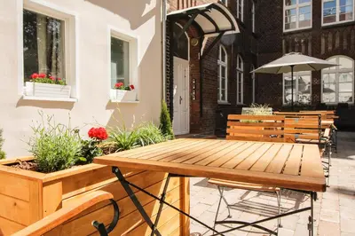 Ein Patio oder anderer Außenbereich in der Unterkunft Ferienwohnung Backstube
