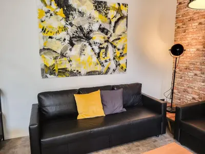 Ein Sitzbereich in der Unterkunft Ferienwohnung Backstube