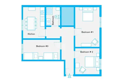 Grundriss der Unterkunft The Paul II - stylish & central 3 BR apartment, group & family friendly, 4- 6 Guests