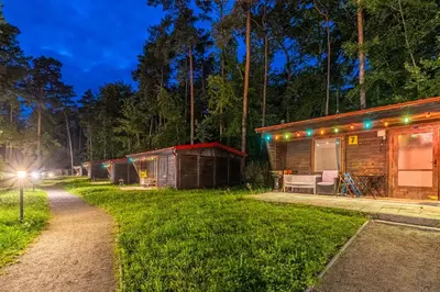 Ein Garten an der Unterkunft Natura Ferienpark - Bungalows am Grimnitzsee Schorfheide