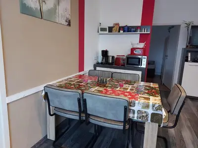 Küche/Küchenzeile in der Unterkunft Ferienwohnung Mahlsdorf