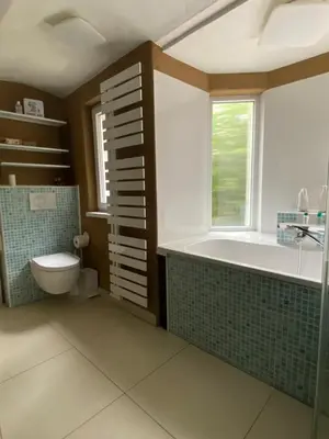 Ein Badezimmer in der Unterkunft Ferienhaus Lotte Havelland