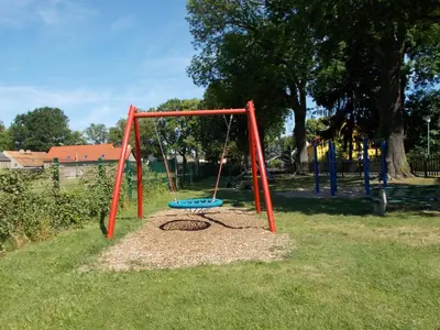 Ein Kinderspielbereich in der Unterkunft Ferienhaus am Langen See