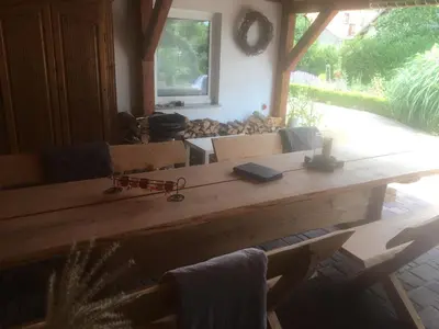 Ein Sitzbereich in der Unterkunft Spreewald-Ferienwohnung Reschke