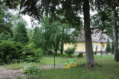 Ein Garten an der Unterkunft Hotel am Fluss