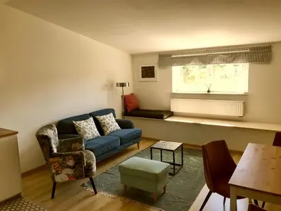 Ein Sitzbereich in der Unterkunft Bürgerpark Apartments