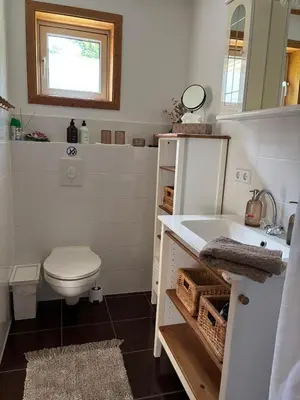 Ein Badezimmer in der Unterkunft Toms Stuga Ferienwohnung