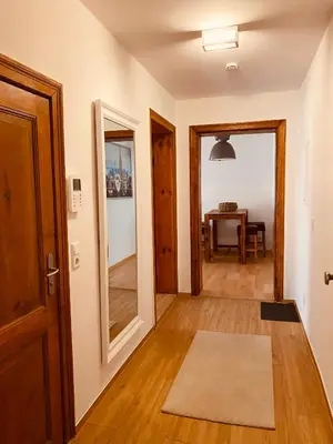 Ein Sitzbereich in der Unterkunft Moderne Wohnung in Eberswalde