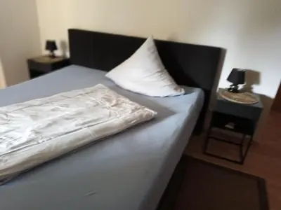 Ein Bett oder Betten in einem Zimmer der Unterkunft Ferienwohnung Perlitz