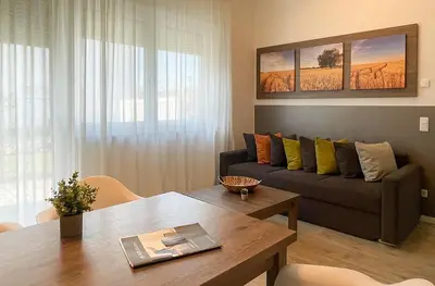 Ein Sitzbereich in der Unterkunft PRIMA Inn Ferienwohnungen Seetor Residenz