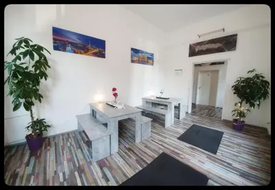 Ein Sitzbereich in der Unterkunft Hostel 199