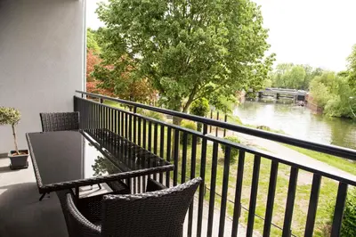 Blick auf einen Fluss in der Nähe der Ferienwohnung