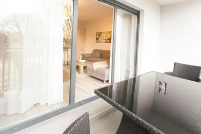 Ein Bett oder Betten in einem Zimmer der Unterkunft Spreehaus-Apartments