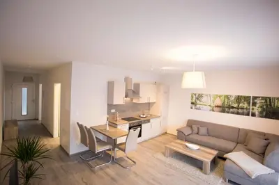 Ein Sitzbereich in der Unterkunft Spreehaus-Apartments