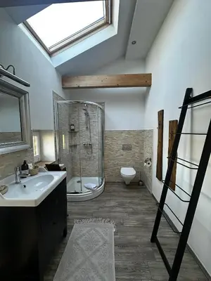 Ein Badezimmer in der Unterkunft Seeidyll an der Wublitz