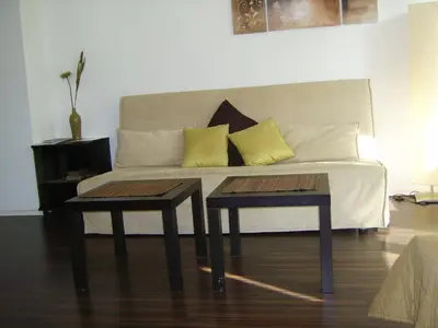Ein Sitzbereich in der Unterkunft Nikol Apartments