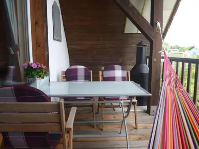 Ein Balkon oder eine Terrasse in der Unterkunft Ferienwohnung Schorfheide
