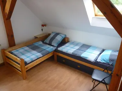 Ein Bett oder Betten in einem Zimmer der Unterkunft Ferienwohnung Schorfheide