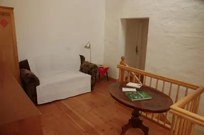 Ein Sitzbereich in der Unterkunft Stützpunkt Trebitz - Gästezimmer am Europaradweg R1