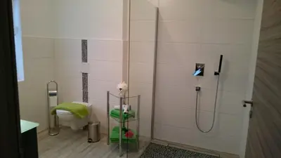 Ein Badezimmer in der Unterkunft Spreewälder Ferienpension