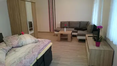 Ein Sitzbereich in der Unterkunft Spreewälder Ferienpension