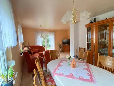 Ein Sitzbereich in der Unterkunft Ferienhaus Hennig