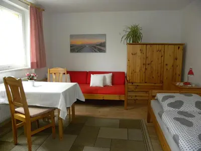 Ein Sitzbereich in der Unterkunft Ferienwohnungen Pilke