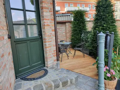 Ein Garten an der Unterkunft Ferienhaus am Wasserturm Angermünde