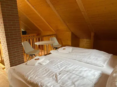Ein Bett oder Betten in einem Zimmer der Unterkunft Ferienhof am Trift